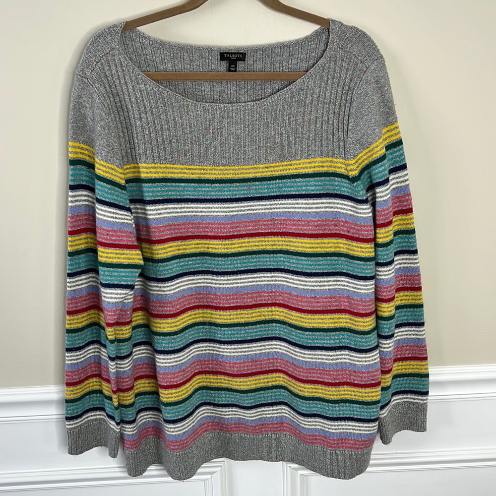 Talbots striped knit boat neck sweater size 2X